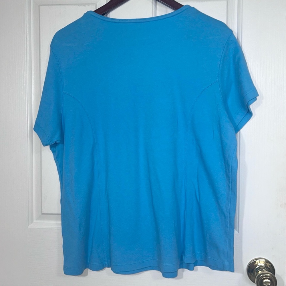 Coldwater Creek Blue 100% Cotton Short Sleeve Knit Tee Shirt Plus Size 1X